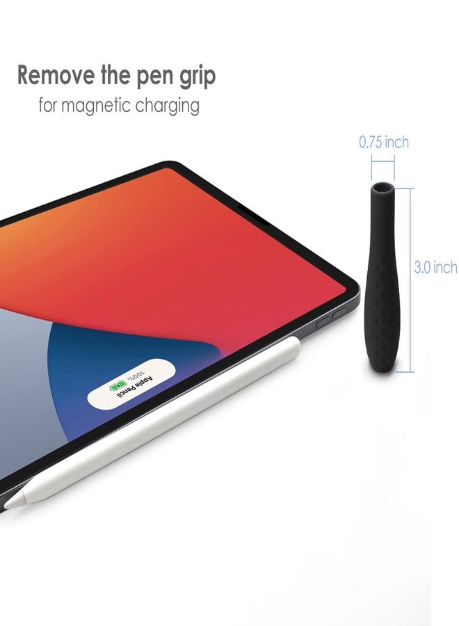 ProElife Ergonomics Grip Holder Silicone Protective Sleeve Cover for Apple Pencil 1st 2nd Generation iPad Pro 11'' 12.9'' 2021/2020/2018 Stylus Accessories Kits (Black) - Image 2