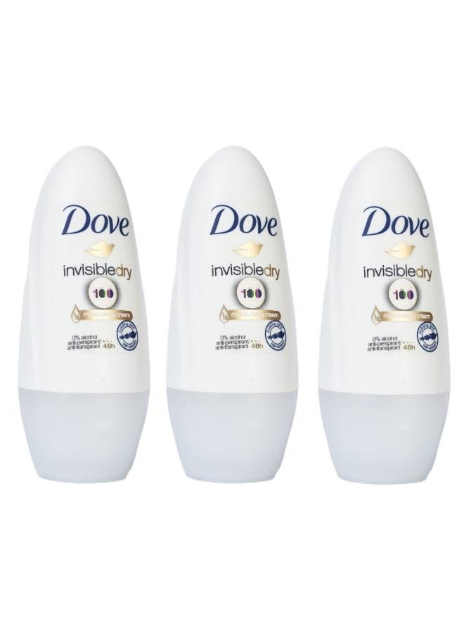 Dove 3 Pcs Dove Deodorant Roll On Invisible Dry 50ML - Image 1
