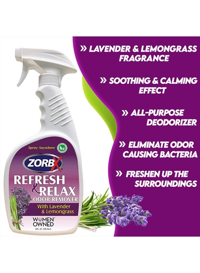 ZORBX Lavender Odor Eliminator Spray - Refresh and Relax Lavender & Lemongrass Fragrance, Strong Odor Remover and Fabric Refresher Spray | Perfect Addition to Your Cleaning Routine (24 OZ) - Image 3