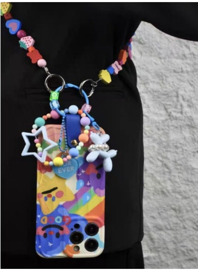 Graffiti Rainbow Flowers For Iphone16PROMAX Phone Case 14 For Iphone 15 Yellow Duck Pendant 13 Female 16-Colour:Koala Building Blocks + Blue Dog Pendant + Stars And Clouds Graffiti-qq-Applicable Model:For Iphone 15promax  - Image 1