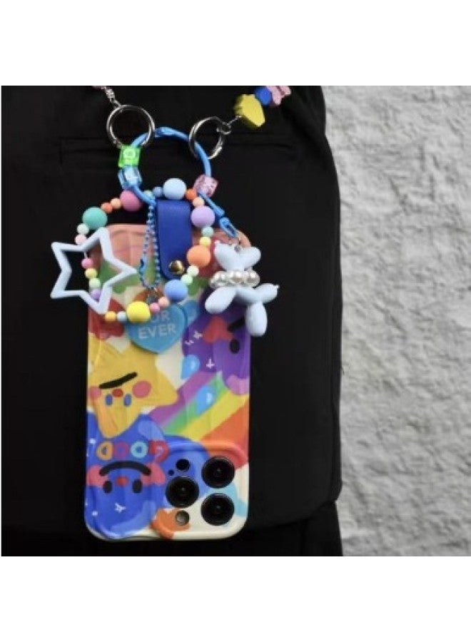 Graffiti Rainbow Flowers For Iphone16PROMAX Phone Case 14 For Iphone 15 Yellow Duck Pendant 13 Female 16-Colour:Koala Building Blocks + Blue Dog Pendant + Stars And Clouds Graffiti-qq-Applicable Model:For Iphone 15promax  - Image 4