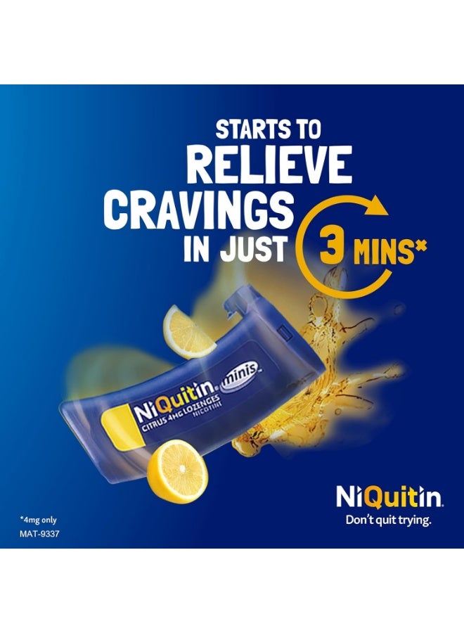 NiQuitin 4mg Minis Citrus Lozenges - Citrus Flavour (3 x Pack of 20 Minis Nicotine Lozenges) - Smoking Craving Relief in Just 3 Minutes* - On The Go Oral Stop Smoking Aid - Pocket Sized Containers. - Image 3