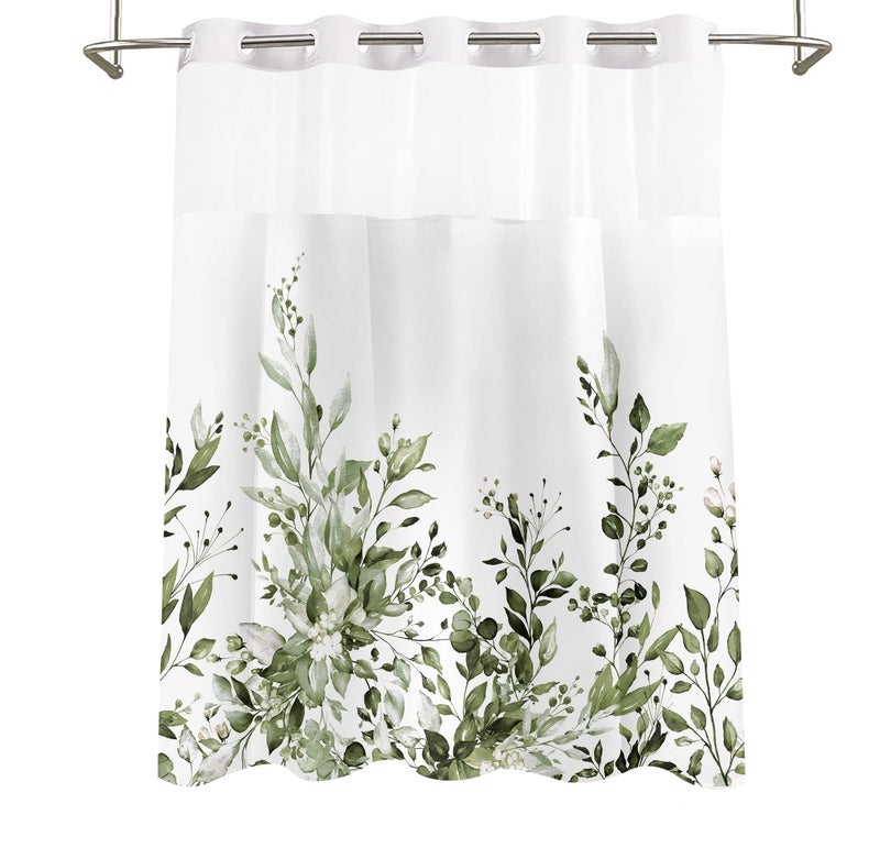 Tititex No Hooks Snap في Liner Olive Green Eucalyptus Leaves Starta Stain Sets Hotel Luxury Double Place Accorplic & SEED-SEPRING WINDOW BATHERATITION - Image 3