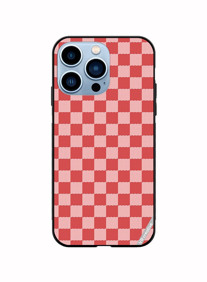 VR CREATIVE Protective Case Cover For Apple iPhone 14 Pro Red Checkerboard Abstract Textured Checkers Design Multicolour - Image 1