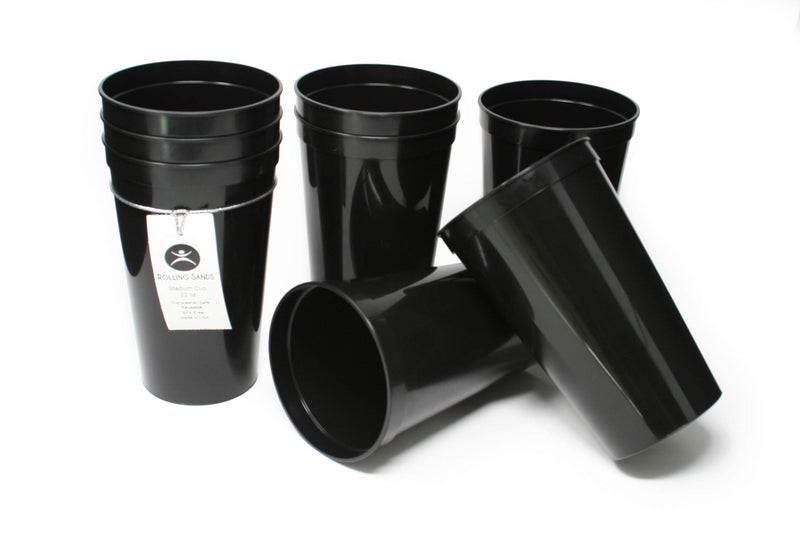 Rolling Sands 22 Ounce Reusable Plastic Stadium Cups Black 8 Pack Made in USA BPAFree Dishwasher Safe Plastic Tumblers