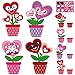 WATINC Valentines Day Flower Craft Kit 32PCS Make Your Own Heart Flowers Pot Decorations DIY Valentine Paper Art Supplies with Stickers for Kids Adults Homeschool Classroom Party Activities Gifts - Image 3