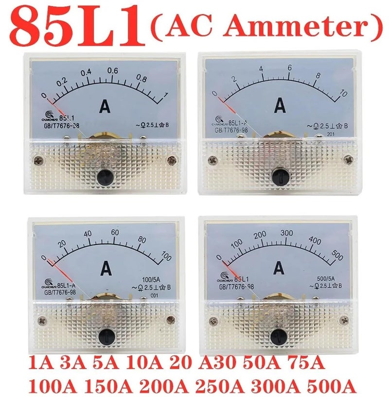 85L1 AC Analog Current Meter Panel 50mA 500mA 1A 5A 10A 20A 50A 100A Gauge Current Mechanical Ammeter(30A) - Image 2