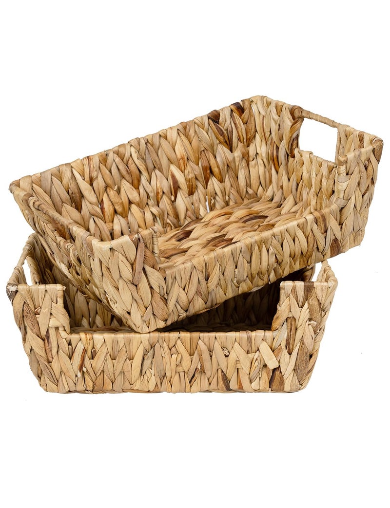 StorageWorks Wicker Basket for Pantry Organizers and Storage Stackable Water Hyacinth Storage Baskets for Pantry Shelves 2Pack