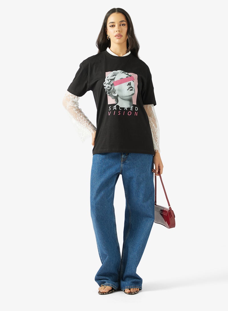 Ginger Cotton Oversize Graphic T-shirt - Image 4