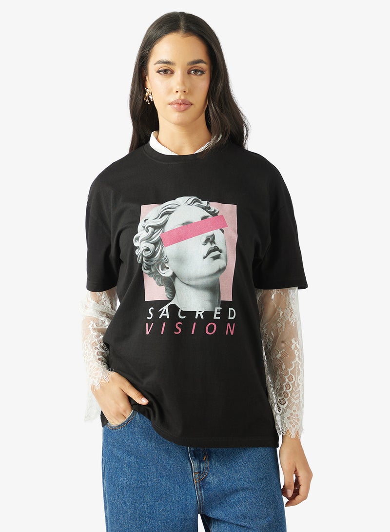 Ginger Cotton Oversize Graphic T-shirt - Image 1