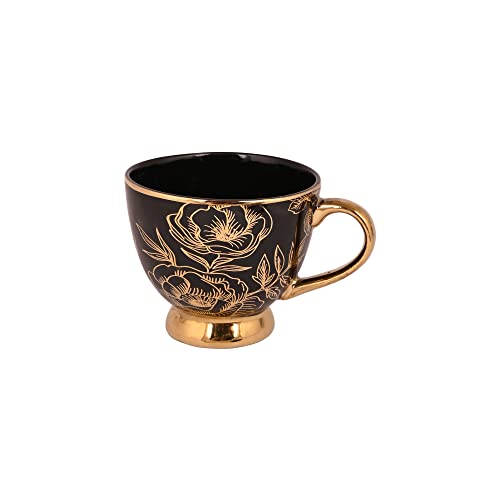 LVOOK CTPL Cup-6,Saucer-6,Riva,Black Uber Series :UB1731 Bone China Tea & Coffee Cup with Saucer Set 160ml (6 Cups & 6 Saucers) - Image 3