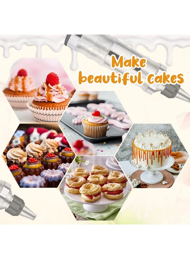 Dualshine Dessert Decorating Syringe Set Frosting Piping Kit Stainless Steels Cake Decorating Tool 6 Russian Piping Icing Nozzles Cream Scraper Cupcake Frosting Filling Injector Cake Icing Tools - Image 3