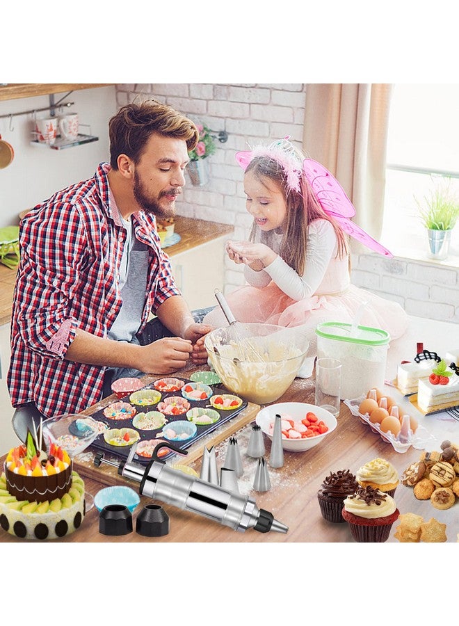 Dualshine Dessert Decorating Syringe Set Frosting Piping Kit Stainless Steels Cake Decorating Tool 6 Russian Piping Icing Nozzles Cream Scraper Cupcake Frosting Filling Injector Cake Icing Tools - Image 5