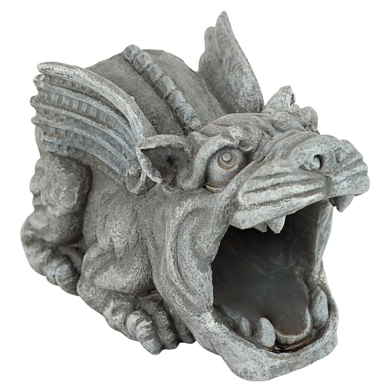 Design Toscano Roland the Gothic Gargoyle Gutter Guardian Rain Downspout Extension Outdoor Statue, 10 Inch Long, Cast Stone Resin, Grey Stone Finish - Image 1