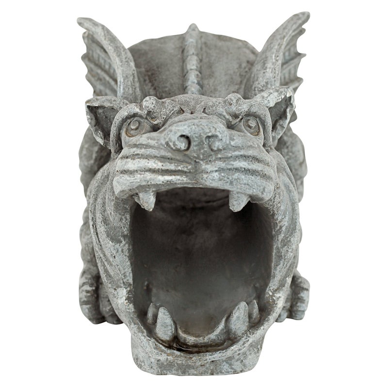 Design Toscano Roland the Gothic Gargoyle Gutter Guardian Rain Downspout Extension Outdoor Statue, 10 Inch Long, Cast Stone Resin, Grey Stone Finish - Image 2