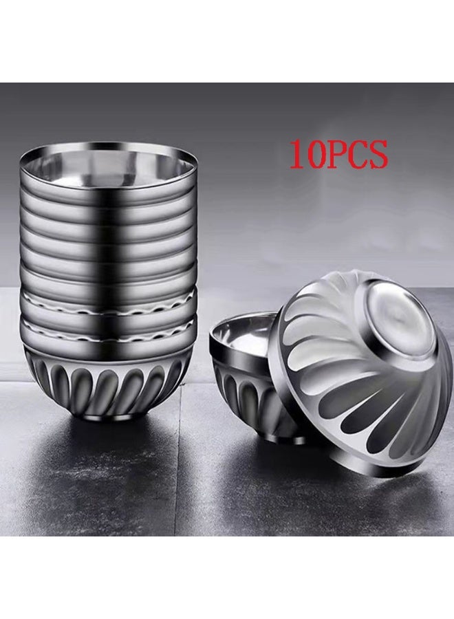 هومستر 10 قطع مجموعة وجبات من الستانلس ستيل المزدوج - معزول ضد الحرارة للكبار والأطفال، وعاء أرز وحساء - Image 1