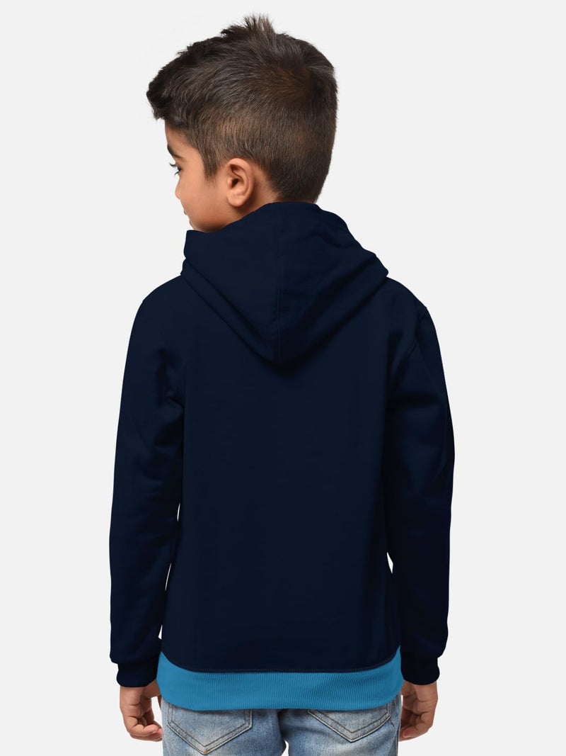 HELLCAT Printed Cotton Blend Full Sleeve Hoodie T-Shirt Jogger Trackpant Clothing Set for Boys Blue/Navy 9-10 Years - Image 4
