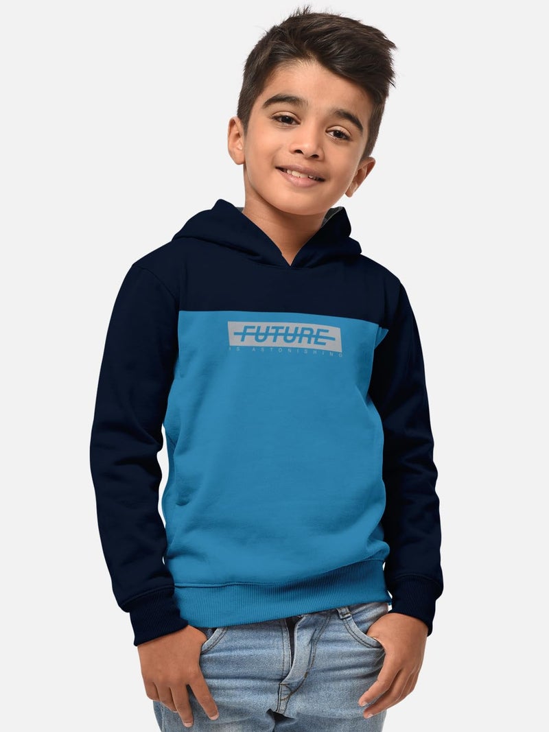HELLCAT Printed Cotton Blend Full Sleeve Hoodie T-Shirt Jogger Trackpant Clothing Set for Boys Blue/Navy 9-10 Years - Image 3
