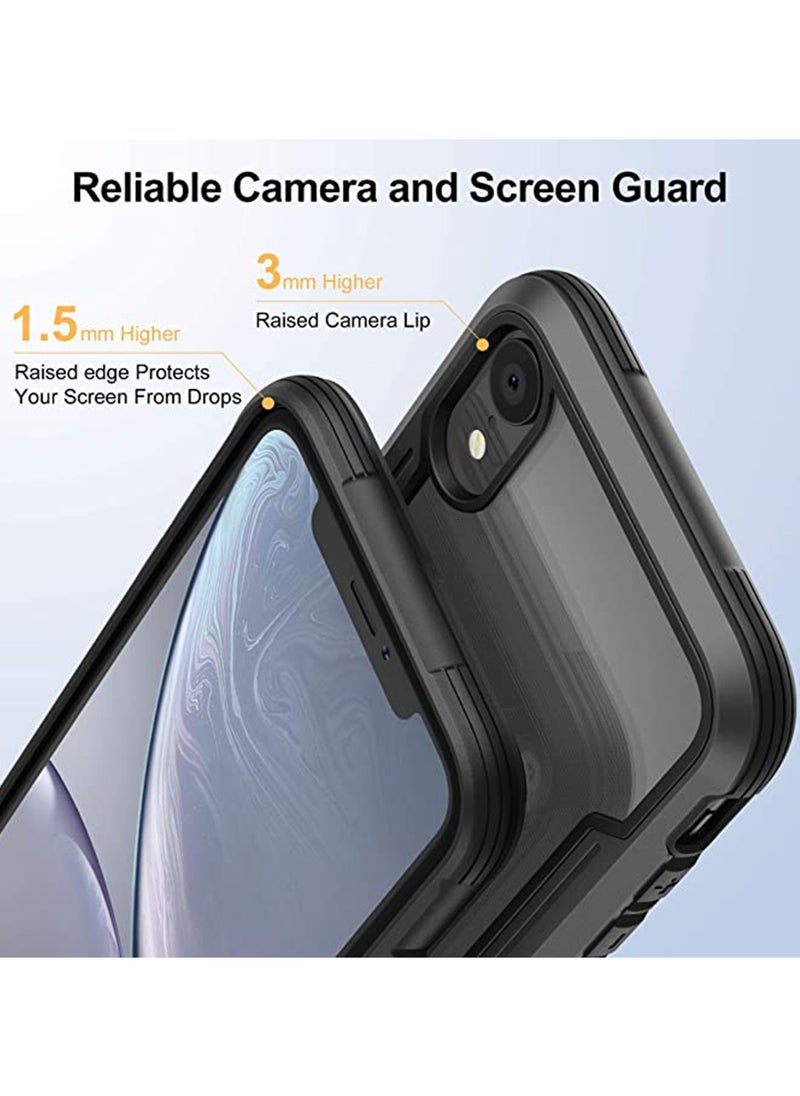 SYOSI - Full-Body Protective Bumper Case, for iPhone XR Case Clear 6.1 inch, for iPhone XR Cases Thin with Silicone Durable, Transparent Hard Back, Heavy Duty Shockproof Protective Cover for Men - Image 1