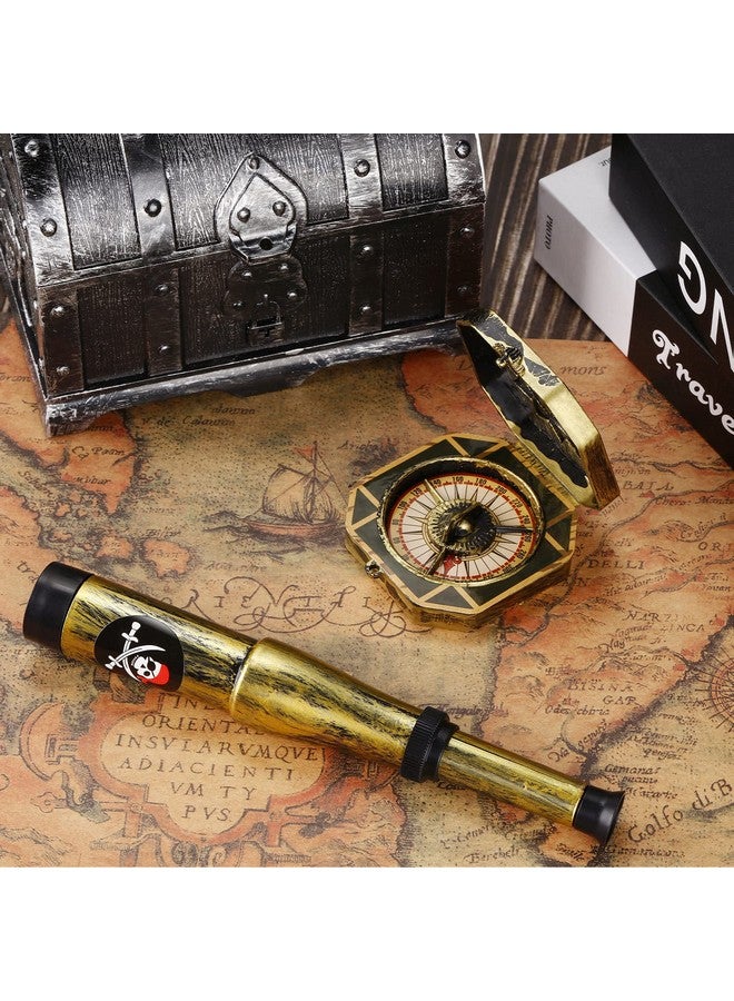 Gejoy 2 Pcs Pirate Telescope And Pirate Compass For Kids Adults Retro Mini Plastic Pirate Toy For Pirate Theme Party Halloween Cosplay Supplies - Image 5