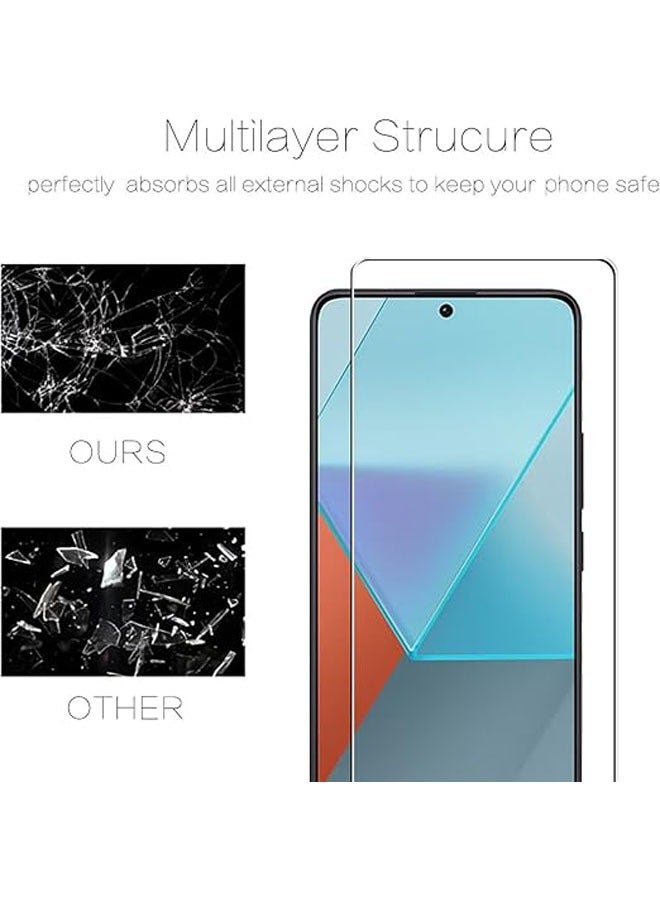 عام حامي شاشة وكاميرا لهاتف شاومي Redmi Note 13 Pro/Poco X6 5G، يتضمن حزمة تحتوي على حامي شاشة من الزجاج المقسى 9H بتقنية Ultra HD ومقاوم للخدش، بالإضافة إلى حاميين للكاميرا. - Image 3