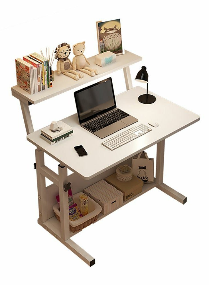 SHEE ONE Computer & Study Desk with Upper Bookshelf | Wide Workspace with Lower Storage Shelves | Sturdy H-Frame with 25 cm Adjustable Height | Ideal for Bedrooms, Offices, or Balcony Corners - Image 2