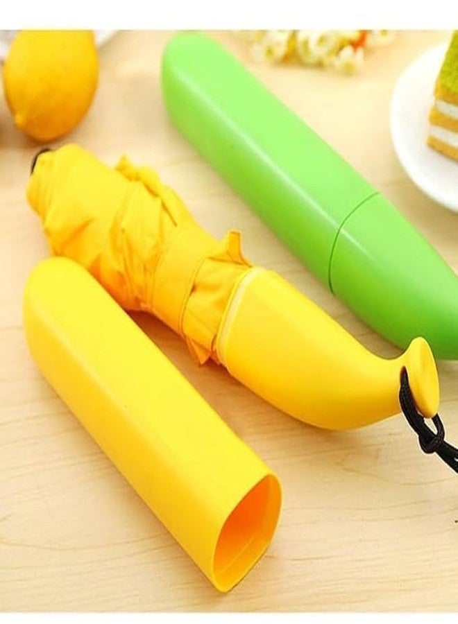 DEEMPU Folding Portable Banana Shaped Rain Umbrella with Plastic Cap Cover UV Protector for Outdoor - Image 2