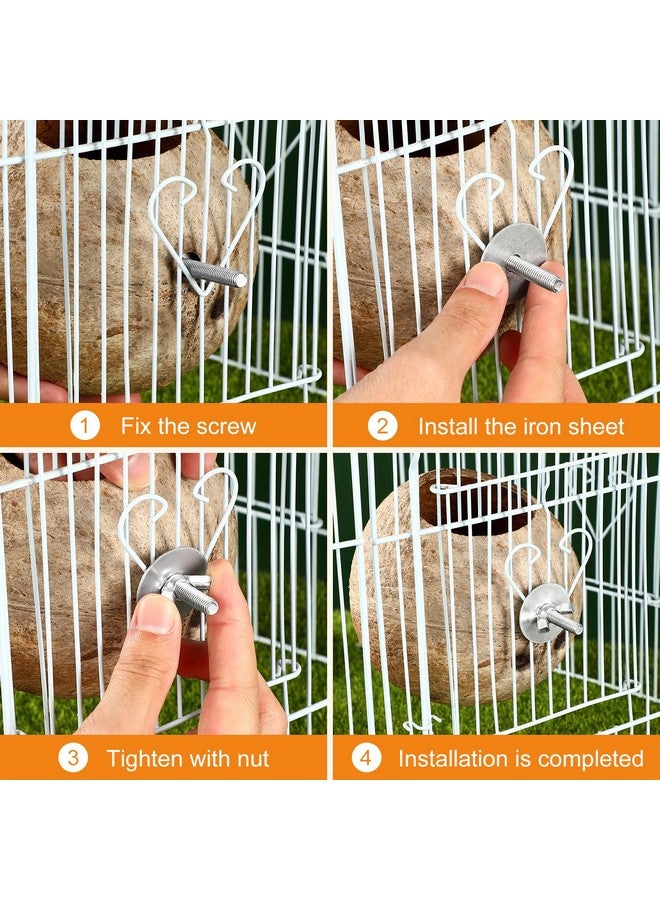 بو بيت بوب بيت طيور معلق من ألياف جوز الهند الطبيعي للقفص - عش طيور أليف من قشر جوز الهند، عش معلق لتربية الطيور للببغاوات والبادجي والطيور العاشبة والكناري - Image 5