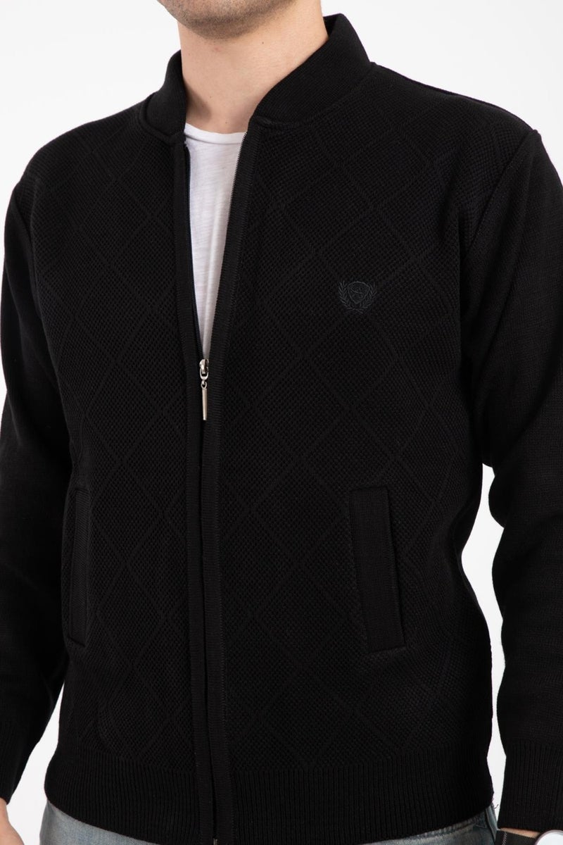 Mutlu City Men's Middle Age and Above Knitwear Acrylic Zippered Winter Dad Cardigan 2073-Black  - Image 5