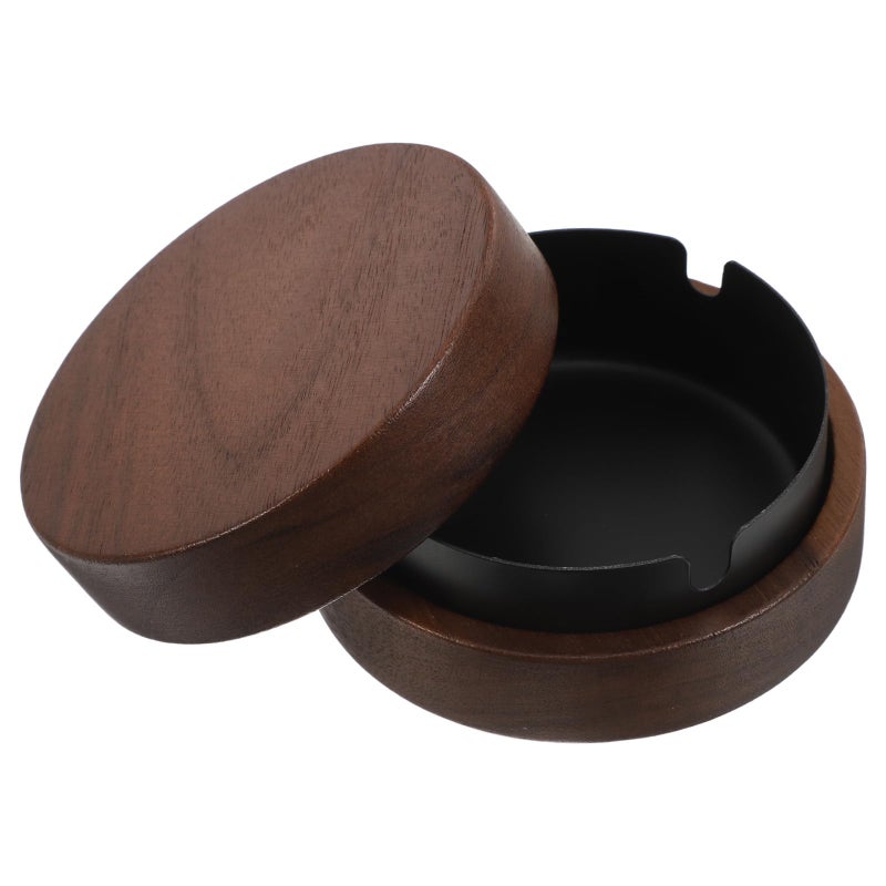 Stainless Steel Reusable Round Ashtray Cigarette Butt Holder Black For Home Office Indoor - Image 2