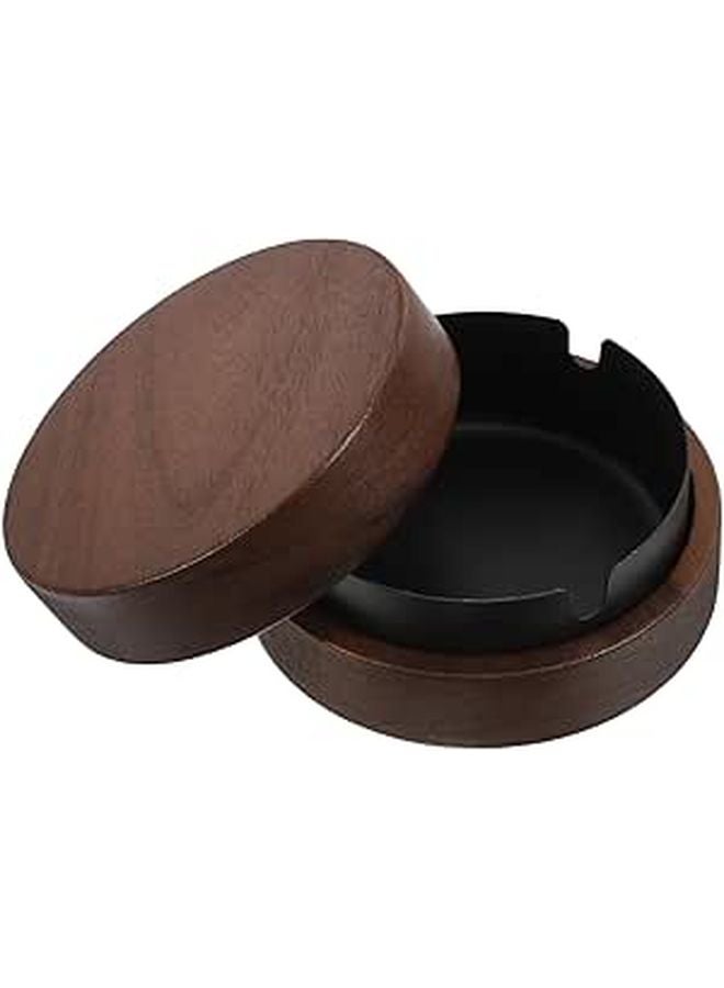 Stainless Steel Reusable Round Ashtray Cigarette Butt Holder Black For Home Office Indoor - Image 1