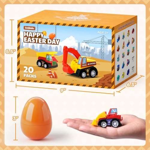 ZenBombs Easter Eggs with Toys Inside20 PCS Colorful Plastic Easter Eggs Filled with Toy Vehicles for KidsSurprise Egg for Easter Egg Hunt Basket Stuffers and Birthday Party Favors - Image 5