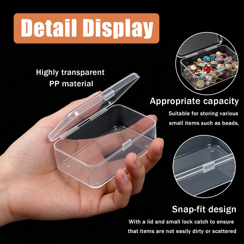 SNIRFAQM 4 Pcs Mini Clear Plastic Storage Containers 3.7x2.5x1 inches Small Box with Hinged Lid Rectangle Organizer for Collecting Small Items Beads Jewelry Business Cards Game Pieces Crafts Accessories - Image 3