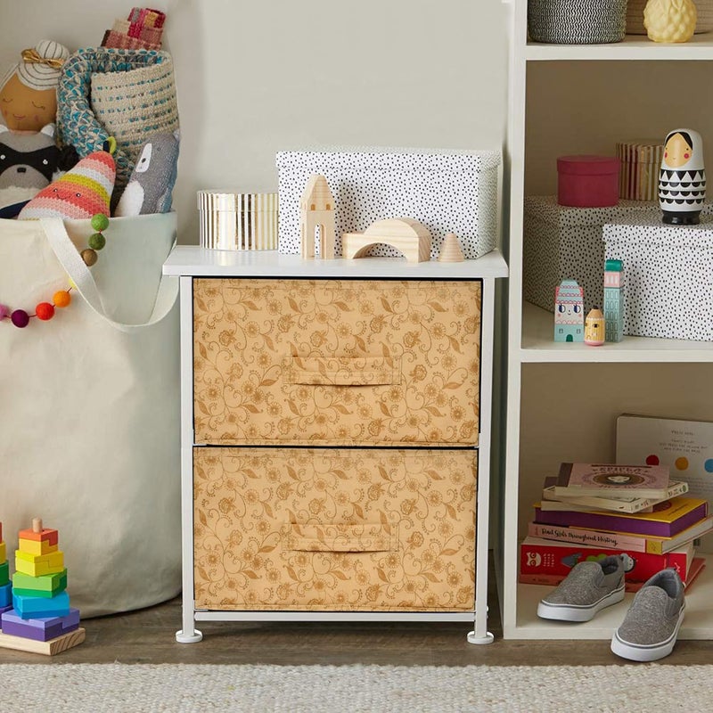 Kuber Industries 2Drawer Storage and Cloth Organizer Beige Standard 1141 x 1653 x 866 inches - Image 2