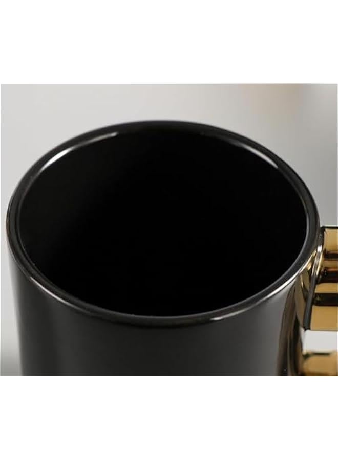HOOKOR Creative Coffee Cup, Novelty Mug for Coffee,  Juice, Water, Tea, Home/Office Ceramic Cup with Unique Handle - Black and Gold - 350ML - Image 3