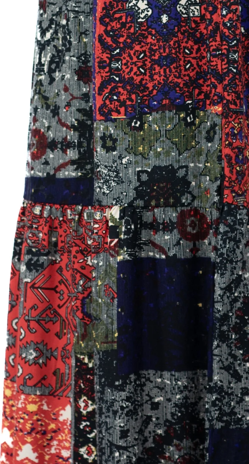 Oppland Women's Woven Viscose Fabric Piece Mother Skirt Stylish Spring Flower Patterned Elastic Waist Comfortable