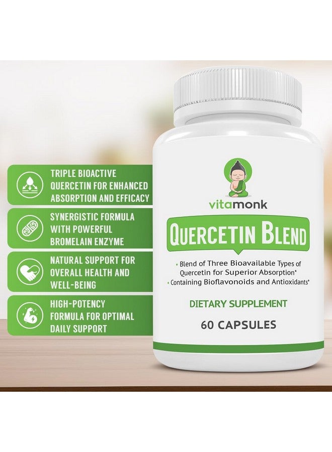VitaMonk Quercetin Complex - 3 Bioactive Forms of Quercetin - Isoquercetin, Quercetin Dihydrate and Quercetin Phytosome - for Superior Absorption - Quercetin 500mg Capsules - Quercetin with Bromelain - Image 2