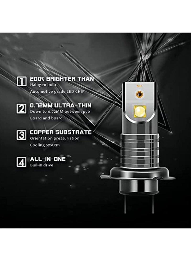 إسكدنيا قطعتان من مصابيح أمامية LED H7 للسيارة، مع مجموعة استبدال 12000LM لمصابيح الهالوجين زينون، مقاس صغير 1:1، أبيض 6000K - Image 2