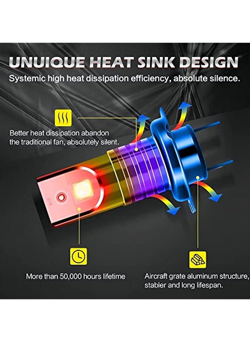 إسكدنيا قطعتان من مصابيح أمامية LED H7 للسيارة، مع مجموعة استبدال 12000LM لمصابيح الهالوجين زينون، مقاس صغير 1:1، أبيض 6000K - Image 3