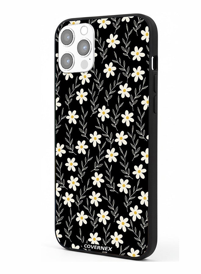 Covernex Apple iPhone 12 Pro Protective Case Cover Printed Featuring Midnight Garden Tiny Daisy Pattern - Image 1