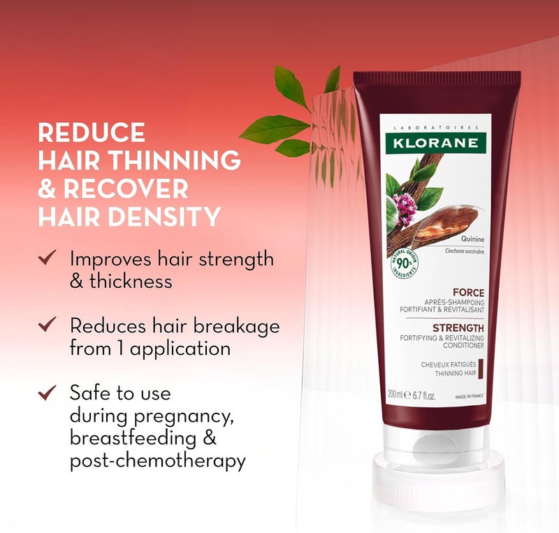 Klorane Strengthening Quinine And Organic Edelweiss Conditioner Tired Hair AntiHair Loss Biodegradable** Vegan* Formula 1X 200Ml Bottle - Image 1
