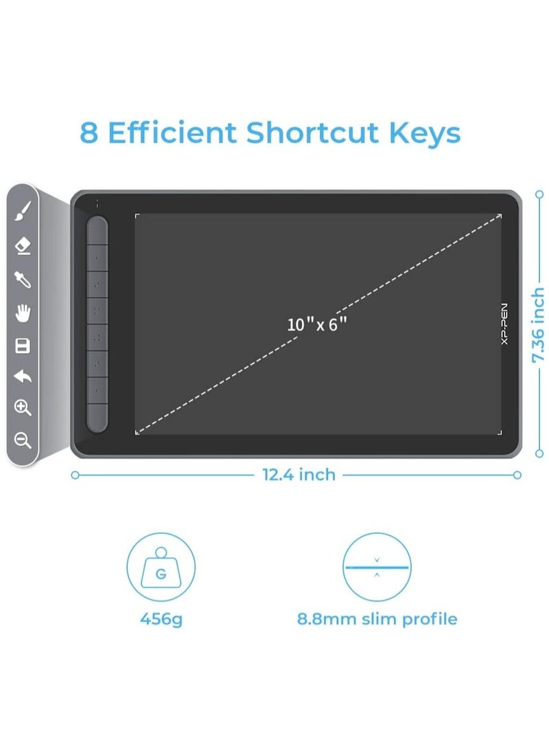 XP-PEN Deco LW Graphics Drawing Tablet 10x6 Inch Working Area Digital Pen Bluetooth Wireless Tablet with X3 Smart Chip Pen Tilt Function 8 Shortcut Keys  - Image 2