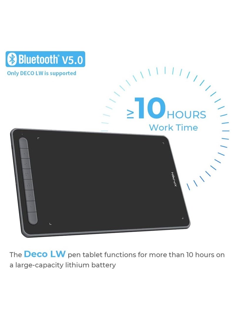 XP-PEN Deco LW Graphics Drawing Tablet 10x6 Inch Working Area Digital Pen Bluetooth Wireless Tablet with X3 Smart Chip Pen Tilt Function 8 Shortcut Keys  - Image 3