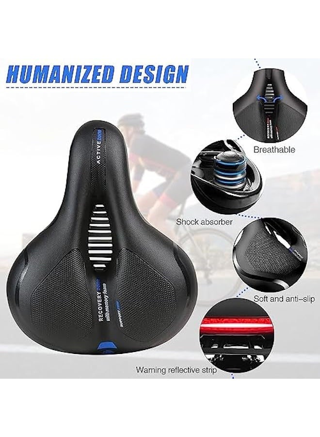 Comfort Bike Seat, Wide Bicycle Seat Cushion for Men Women with Dual Shock Absorbing Balls, Waterproof & Memory Foam Padded Stationary Bike Seat Universal Fit for Mountain/Road/Exercise Bikes - Image 2