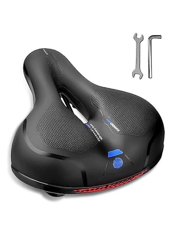 Comfort Bike Seat, Wide Bicycle Seat Cushion for Men Women with Dual Shock Absorbing Balls, Waterproof & Memory Foam Padded Stationary Bike Seat Universal Fit for Mountain/Road/Exercise Bikes - Image 1