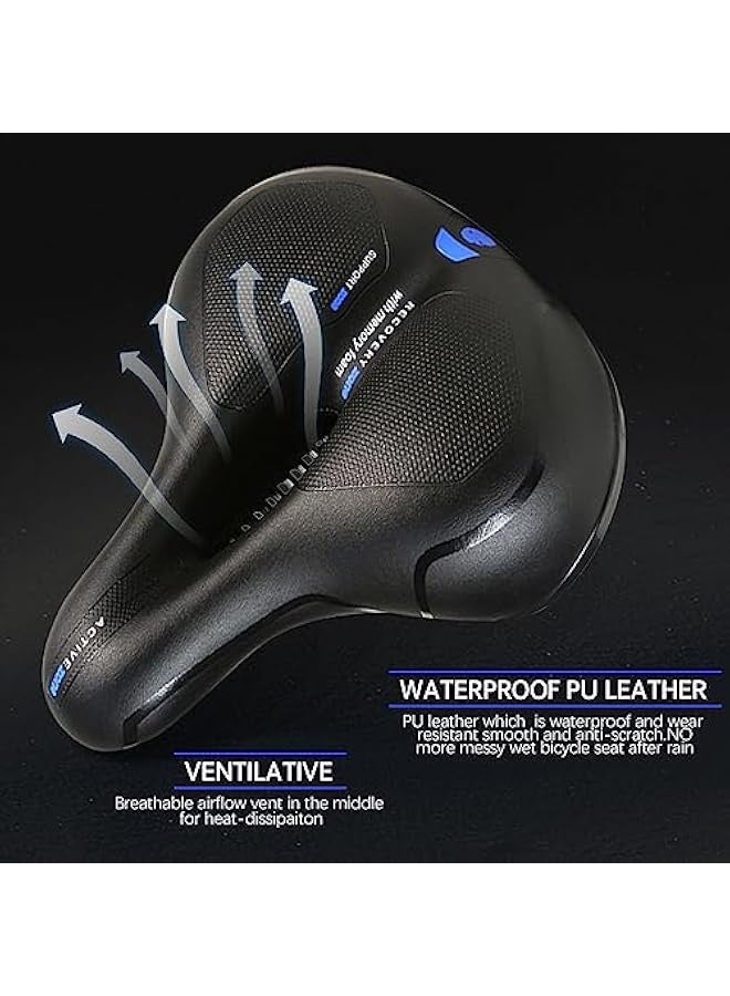 Comfort Bike Seat, Wide Bicycle Seat Cushion for Men Women with Dual Shock Absorbing Balls, Waterproof & Memory Foam Padded Stationary Bike Seat Universal Fit for Mountain/Road/Exercise Bikes - Image 5