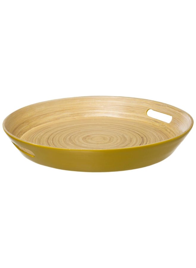 Five Simply Smart Modern Color Round Bamboo Tray Mustard Yellow 42cm 154107K - Image 1