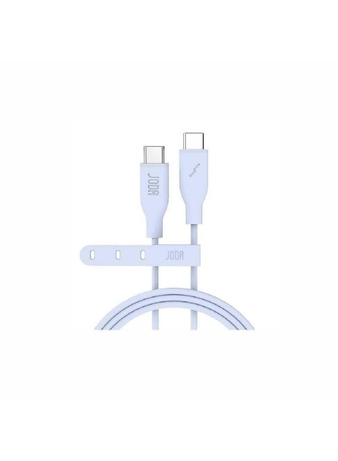 جودا سلك JODA سيليكون تايب سي الى تايب سي بقوة 60 واط بطول 1 متر - أزرق فاتح - Image 1