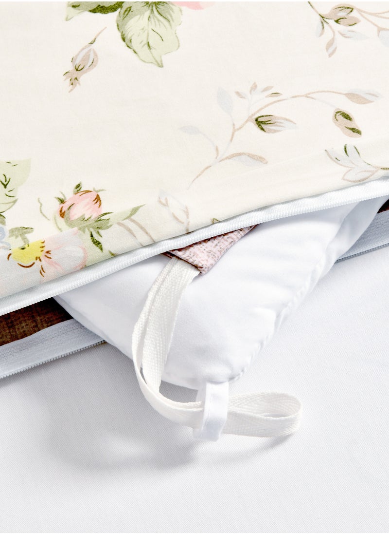 Master Home Textile Cotton Floral Comforter Sets, Fits 160 x 200 cm Queen Size Bed, 5 Pcs, 100% Cotton 200 Thread Count, With Removable Filling, Veronica Series  - Image 5