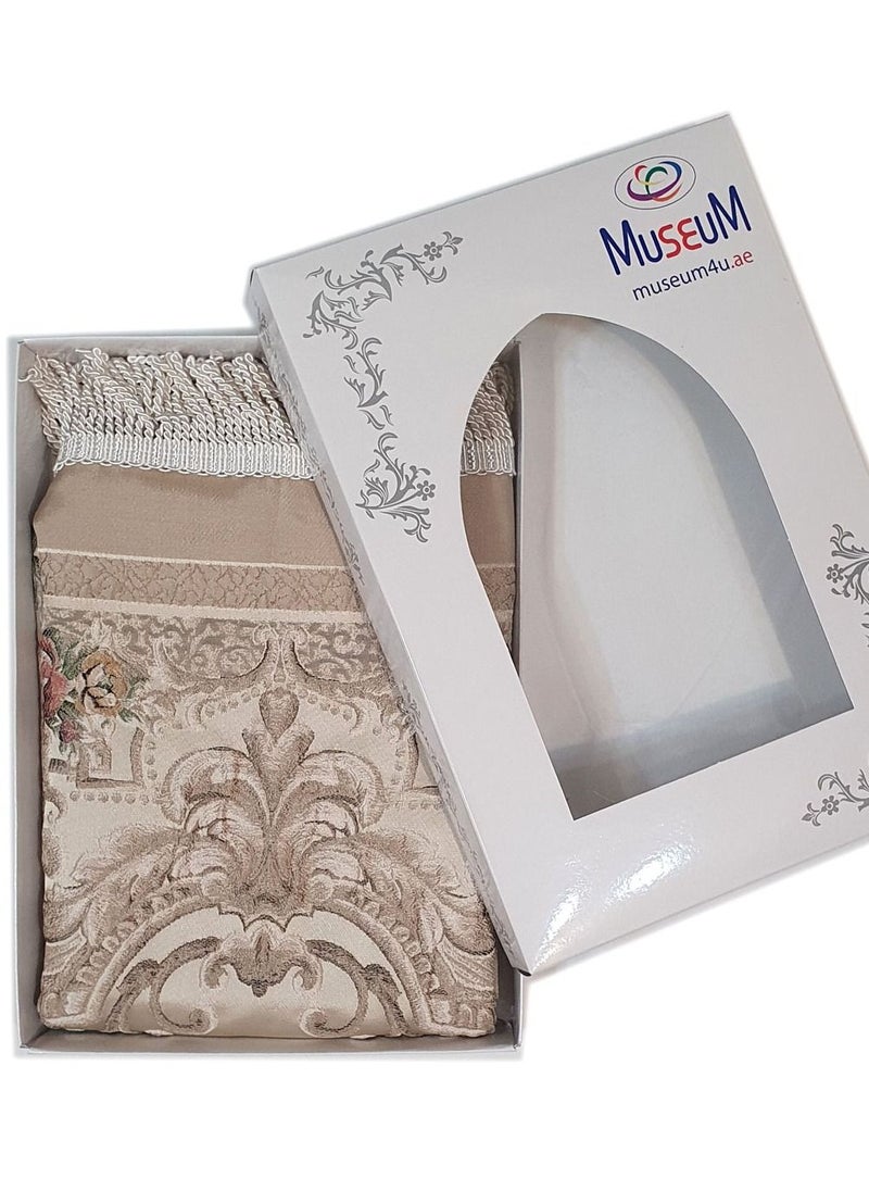 Museum Museum Prayer Mat With Gift Box.Floral Design prayer Rug - SANA (Beige)  - Image 3